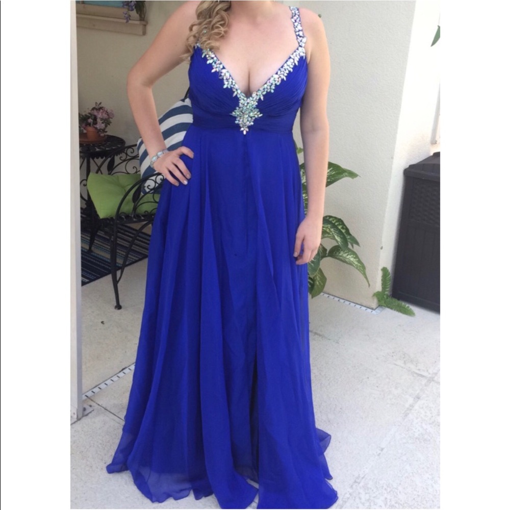 Blue with Rhinestones Formal Dress